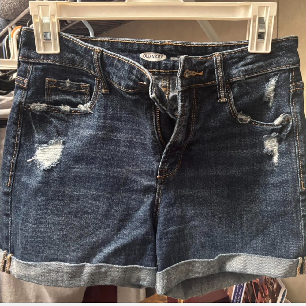 Old Navy Women's Ripped Jean Shorts - Dark Blue
